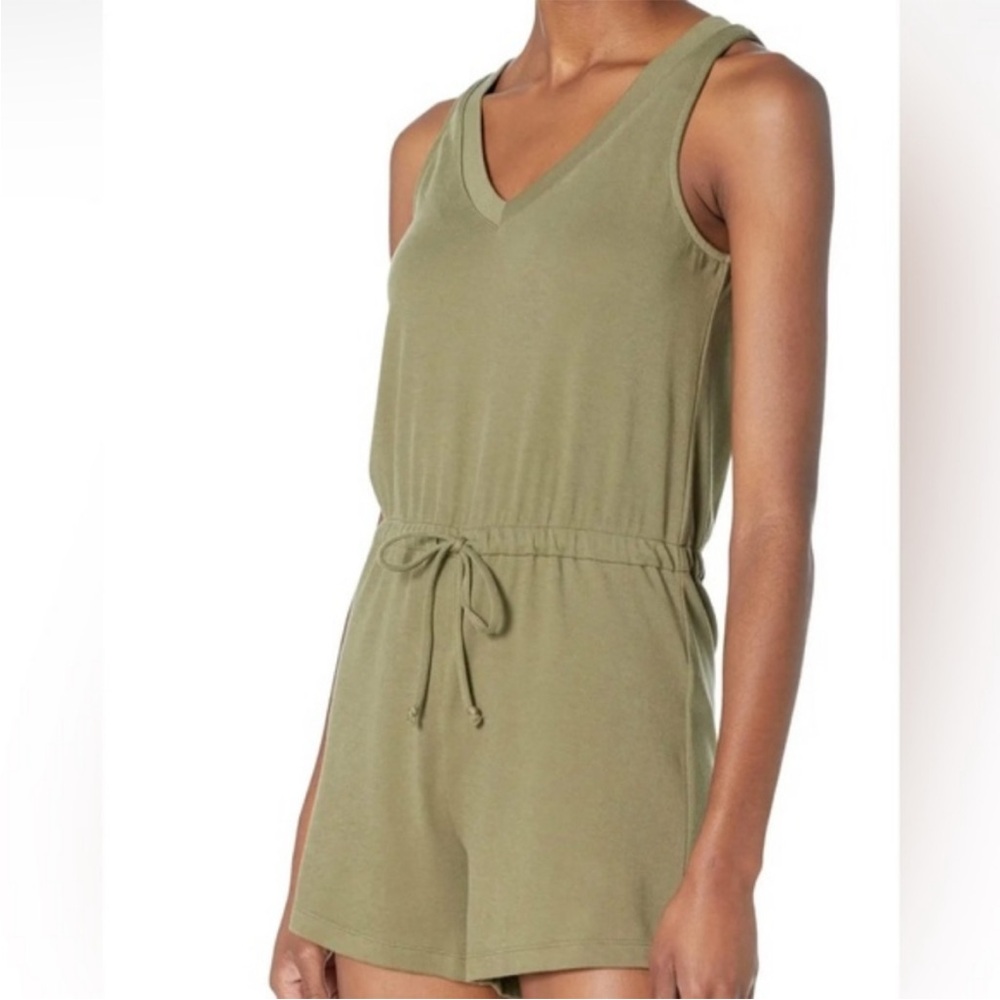 Madewell V-Neck Sleeveless Lounge Romper Size Large Army Olive Green.